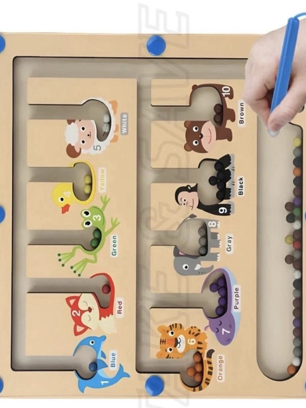 Magnetic Color and Number Maze, Montessori Wooden Toddler Magnet Puzzle Game